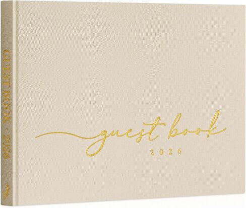 Lanpn Wedding Guest Book 2026 - Linen Hardcover Polaroid Guestbook Wedding Reception for Sign in and Photos - 108 Blank Pages Guest Book for Bridal Shower Baby Shower Wedding Party (Cream) in Saudi Arabia