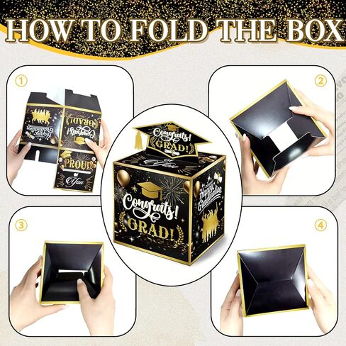 weepa 50pcs أكياس شفافة وسحب بطاقة التخرج صندوق المال للهدايا النقدية الأسود والذهبي حامل أموال التخرج فئة 2026 مضحك مفاجأة فكرة هدية نقدية للبنين بنات كلية المدرسة الثانوية in Kuwait