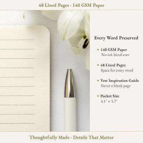 Wedding Vow Books Set of 2 - His and Her Softcover Vow Booklets for Bride and Groom, Linen Textured Fabric Cover with Ribbon, 48 Lined Pages, Vow Inspiration Guide Included, Wedding Essentials 2026 in Saudi Arabia