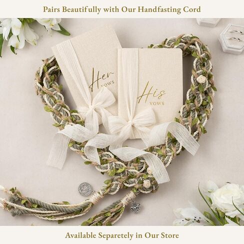 Wedding Vow Books Set of 2 - His and Her Softcover Vow Booklets for Bride and Groom, Linen Textured Fabric Cover with Ribbon, 48 Lined Pages, Vow Inspiration Guide Included, Wedding Essentials 2026 in Saudi Arabia