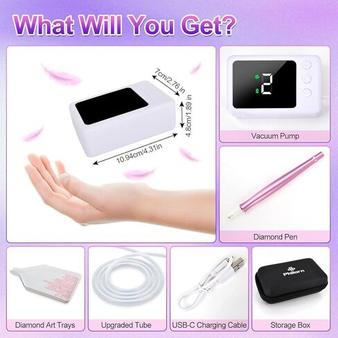 Philorn Electric Diamond Painting Pens, Rechargeable Cordless Diamond Art Pen, 1200mAh, Diamond Art Vacuum Pen with Storage Case, 5 Suction Levels, LED Screen Display, Diamond Art Accessories in Saudi Arabia
