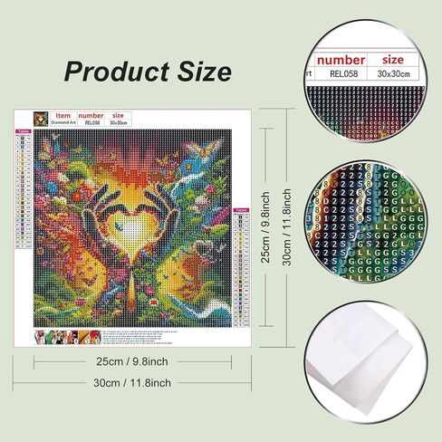 Reluohuo Hands Diamond Painting Kits for Adults, 5D Full Drill Diamond Art Kits for Beginners, DIY Round Gem Art Craft for Home Wall Decor, 12x12 Inch in Saudi Arabia