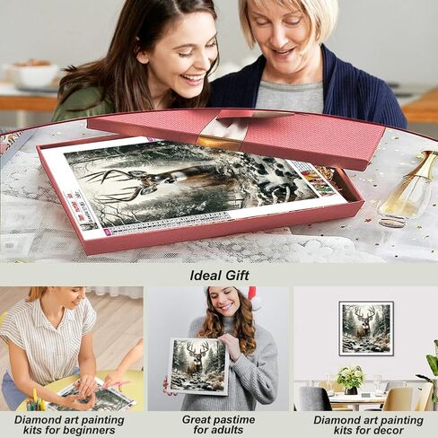 SJUTOUCI Deer Diamond Painting Kits for Adults, Landscape Deer Diamond Art Painting Kits, 5D Round Diamond Beads Dots Art Craft for Home Decor Gift 11.8x11.8inch/30x30cm in Kuwait