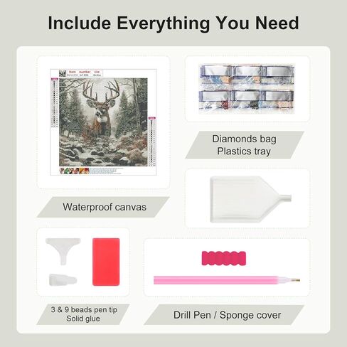 SJUTOUCI Deer Diamond Painting Kits for Adults, Landscape Deer Diamond Art Painting Kits, 5D Round Diamond Beads Dots Art Craft for Home Decor Gift 11.8x11.8inch/30x30cm in Kuwait