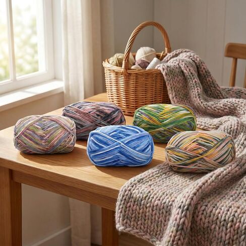 5pcs Blend Yarn, Multi-Color Gradient, Self-Striping, Yarn for Knitting & Crochet, Ideal for Sweaters, Scarves, Hats, Gloves, Pants & Knee Pads in Kuwait