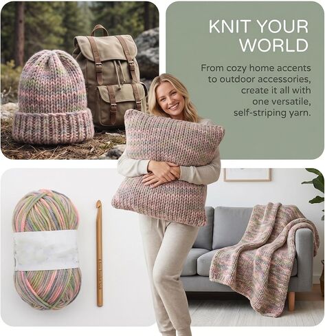 5pcs Blend Yarn, Multi-Color Gradient, Self-Striping, Yarn for Knitting & Crochet, Ideal for Sweaters, Scarves, Hats, Gloves, Pants & Knee Pads in Kuwait