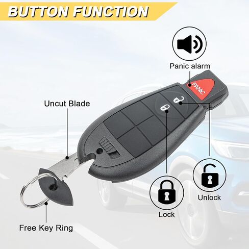 Vurkcy Key Fob Replacement for 2009-2012 Dodge Ram 1500/2500/3500 Journey/ 08-13 Charger Durango Grand Cherokee/ 08-16 Chrysler Town Country Car Keyless Entry Remote Control, M3N5WY783X, 3-Btn in Kuwait