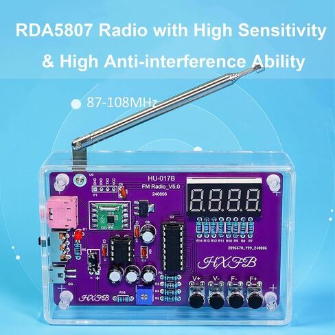 FM Radio Kit DIY Soldering Practice Kit with RDA5807 Module Auto Scan Store LCD Display Type-C for Beginners Adults in Saudi Arabia