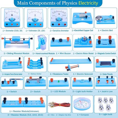 Physics Labs Basic Electricity & Magnetism Experiment Kit, STEM Electromagnetism & Elementary Electronics Learning Starter Set for High School Students Physics Science Lab Supplies in Saudi Arabia