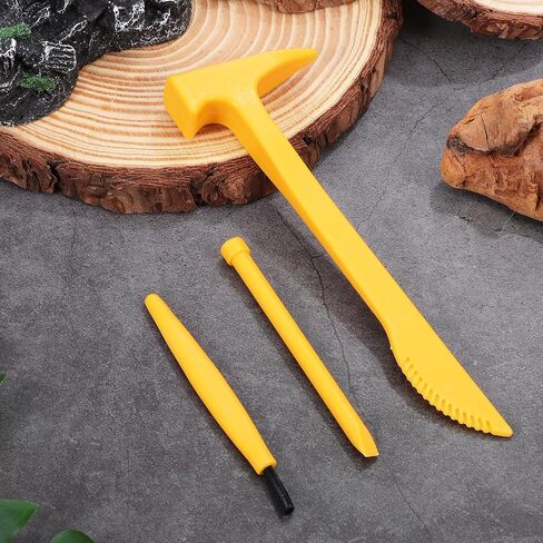 Garneck 30Pcs Digging Tools for Kids: Dinosaur Excavation Kit with Hammers Chisels Brushes 10 Each for Dig Eggs Gem Mining Science Toys Classroom Party Sandbox Play in Kuwait