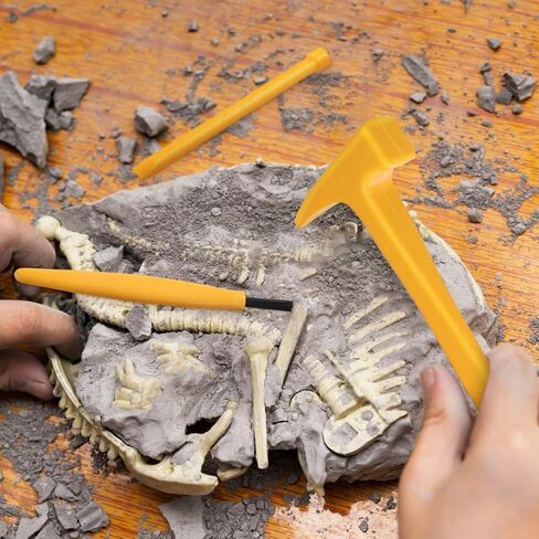 Garneck 30Pcs Digging Tools for Kids: Dinosaur Excavation Kit with Hammers Chisels Brushes 10 Each for Dig Eggs Gem Mining Science Toys Classroom Party Sandbox Play in Kuwait