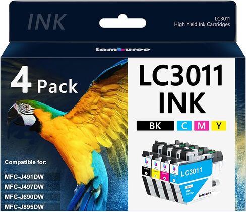 LC3011 Ink Cartridges Replacement for Brother LC3011 LC3011BK LC3011C LC3011M LC3011Y Work for MFC-J491DW MFC-J497DW MFC-J690DW MFC-J895DW Printers (4 Pack) in Saudi Arabia