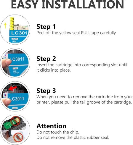 LC3011 Ink Cartridges Replacement for Brother LC3011 LC3011BK LC3011C LC3011M LC3011Y Work for MFC-J491DW MFC-J497DW MFC-J690DW MFC-J895DW Printers (4 Pack) in Saudi Arabia