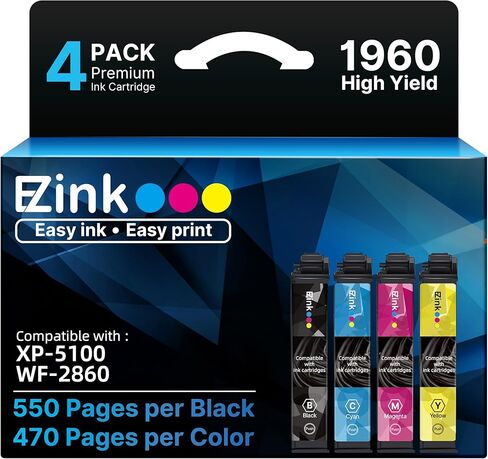 E-Z Ink Remanufactured Ink Cartridge Replacement for 202XL Ink Cartridges Combo Pack for 202xl Multipack for Epson Printer Workforce WF-2860 Expression XP-5100 (Black, Cyan, Magenta, Yellow 4 Pack) in Kuwait