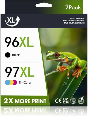 96XL 97XL Ink Cartridges Black Color Combo Pack (2-Pack 1Black/1Tri-Color) Replacement for HP 96 97 XL Ink Cartridges for Officejet 7310 7210 7410 Deskjet 6940 6980 5940 PhotoSmart 8050 8450 Printers in Kuwait