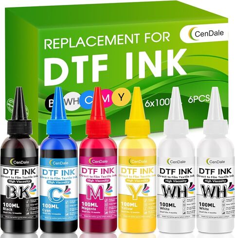 CenDale DTF Ink 600ML - Upgraded 3.0-5.0 cP Viscosity DTF Transfer Ink for Epson ET-8550 XP-15000 L1800 L805 R1390 R2400 1430 DTF Printers, Heat Transfer Printing to DTF Film, No Sediment in Saudi Arabia