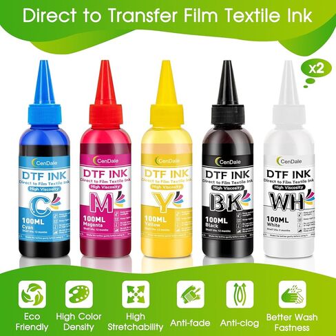 CenDale DTF Ink 600ML - Upgraded 3.0-5.0 cP Viscosity DTF Transfer Ink for Epson ET-8550 XP-15000 L1800 L805 R1390 R2400 1430 DTF Printers, Heat Transfer Printing to DTF Film, No Sediment in Saudi Arabia