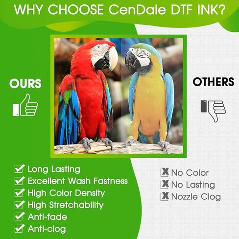 CenDale DTF Ink 600ML - Upgraded 3.0-5.0 cP Viscosity DTF Transfer Ink for Epson ET-8550 XP-15000 L1800 L805 R1390 R2400 1430 DTF Printers, Heat Transfer Printing to DTF Film, No Sediment in Saudi Arabia