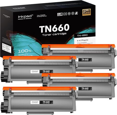 TN660 Toner Cartridge High Yield Replacement Compatible for Brother TN 660 TN-660 TN630 to use with HL-L2380DW HL-L2360DW MFC-L2700DW MFC-L2740DW HL-L2340DW DCP-L2540DW Printer Black 4 Pack in Saudi Arabia
