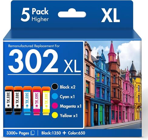 Remanufactured Replacement for 302XL XP-6100 Ink Cartridges Multipack for Epson Printer Expression Premium XP6100 XP-6000 XP 6100 6000 5 Pack (Photo Black/B/C/M/Y) in Saudi Arabia