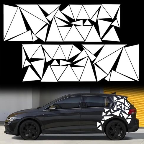 2pcs 53 * 17" Universal Triangles Car Decals Vinyl Auto DIY Car Body Side Sticker Graphics Racing Sports Accessories Exterior Decoration for Truck SUV Off-Road Vehicles (Triangle, Black) in Saudi Arabia