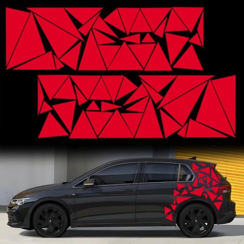 2pcs 53 * 17" Universal Triangles Car Decals Vinyl Auto DIY Car Body Side Sticker Graphics Racing Sports Accessories Exterior Decoration for Truck SUV Off-Road Vehicles (Triangle, Black) in Saudi Arabia