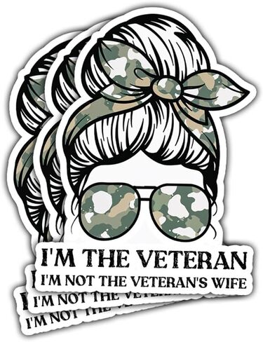 3Pcs I'm The Veteran I'm not The Veteran's Wife Sticker I am The Veteran and The Veterans Wife Stickers Army Female Heroes Honor Woman Veteran Proud Decal for Laptop Bottle Phone Car Hard Hat 3" (T1) in Kuwait