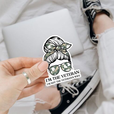 3Pcs I'm The Veteran I'm not The Veteran's Wife Sticker I am The Veteran and The Veterans Wife Stickers Army Female Heroes Honor Woman Veteran Proud Decal for Laptop Bottle Phone Car Hard Hat 3" (T1) in Kuwait