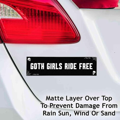 Goth Girls Ride Free Funny Bumper Sticker Vinyl Weather-Resistance Funny Bumper Sticker for Cars, Trucks in Saudi Arabia