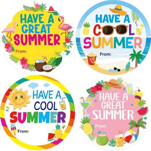 Ceiba Tree Summer Stickers 60Pcs Have a Cool Summer Gift Name Labels End of School Year 2 Inch Self Adhesive Sticker for Envelope Card Bag Box Party Decorations in Kuwait