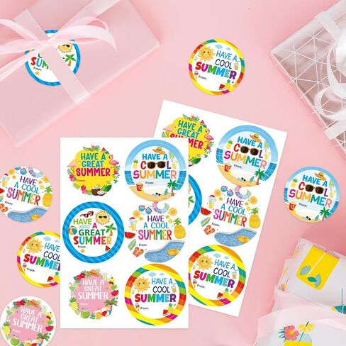 Ceiba Tree Summer Stickers 60Pcs Have a Cool Summer Gift Name Labels End of School Year 2 Inch Self Adhesive Sticker for Envelope Card Bag Box Party Decorations in Kuwait
