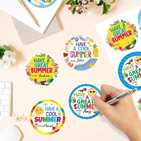 Ceiba Tree Summer Stickers 60Pcs Have a Cool Summer Gift Name Labels End of School Year 2 Inch Self Adhesive Sticker for Envelope Card Bag Box Party Decorations in Kuwait