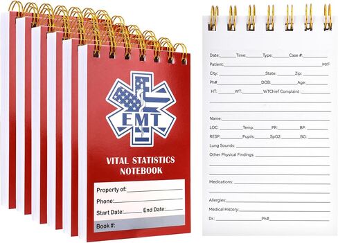 3 Pack First Responders Vital Statistics Notebook, 5.7" x 3.5" Emergency Medical Technician Notepad for Vital Signs and Additional Patient Information, Gift for Doctor Nurse in Saudi Arabia