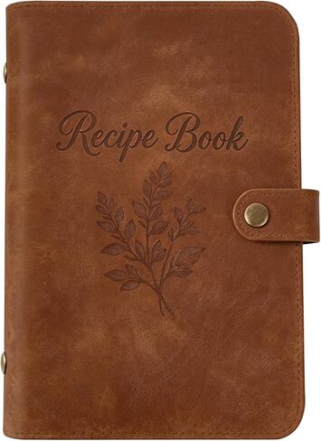 Dahey Blank Recipe Book Binder to Write in Your Own Recipes, Leather Family Recipe Journal Notebook with Long and Short Pages Empty Cookbook to Fill in 150 Recipes for Men Cooking Lover, Brown in Kuwait