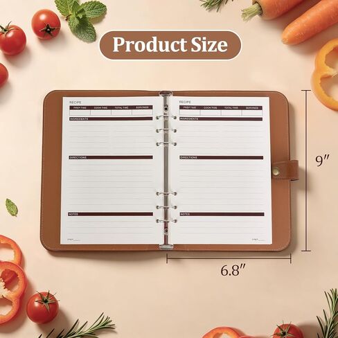 Dahey Blank Recipe Book Binder to Write in Your Own Recipes, Leather Family Recipe Journal Notebook with Long and Short Pages Empty Cookbook to Fill in 150 Recipes for Men Cooking Lover, Brown in Kuwait