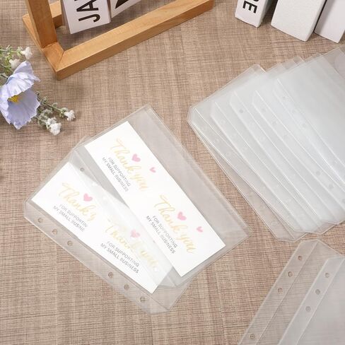 A6 Binder Pockets, 12PCS Clear PVC Zipless Cash Envelopes, A6 Cash Envelopes, 6-Hole Punched Side-Loading Budget Planner Inserts for 6-Ring Binder for Money Organizing in Saudi Arabia