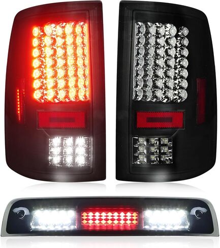Tresound LED Tail Light + 3rd Brake Cargo Lamp for Dodge Ram 1500 2013-2018, for Ram 2500 & 3500 2014-2018, for 2019-2024 RAM 1500 Classic [Only fit Factory LED Model] Black Housing Smoked Lens in Kuwait