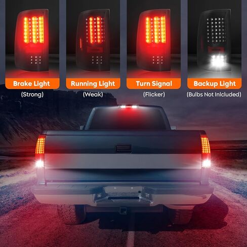 Tresound LED Tail Light + 3rd Brake Cargo Lamp for Dodge Ram 1500 2013-2018, for Ram 2500 & 3500 2014-2018, for 2019-2024 RAM 1500 Classic [Only fit Factory LED Model] Black Housing Smoked Lens in Kuwait