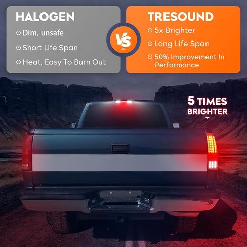 Tresound LED Tail Light + 3rd Brake Cargo Lamp for Dodge Ram 1500 2013-2018, for Ram 2500 & 3500 2014-2018, for 2019-2024 RAM 1500 Classic [Only fit Factory LED Model] Black Housing Smoked Lens in Kuwait