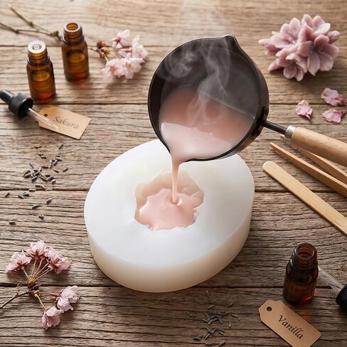 2-Pack 3D Cherry Blossom Candle Molds Realistic Sakura Silicone Flower Molds for Scented Candle Making, Resin Casting, Soap, Plaster Crafts, Fondant Cake Decorating & DIY Gifts in Saudi Arabia