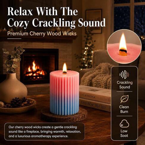 Candle Making Kit, 8PCS 2mm Thickened Silicone Candle Molds & 50 Sets Cherry Wood Wicks - Crackling Wooden Wicks with Metal Stands for Pillar, Votive - Includes 60 Glue Dots in Saudi Arabia