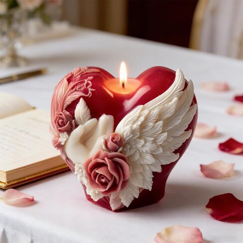 Heart Candle Mold, Love Heart Wing Silicone Candle Molds for Candles Making Resin Casting Aromatherapy Candles Handmade Wax Home Decor, Wedding Valentine's Day Gifts in Saudi Arabia