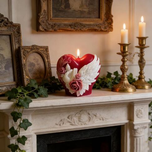 Heart Candle Mold, Love Heart Wing Silicone Candle Molds for Candles Making Resin Casting Aromatherapy Candles Handmade Wax Home Decor, Wedding Valentine's Day Gifts in Saudi Arabia