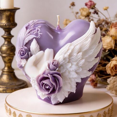 Heart Candle Mold, Love Heart Wing Silicone Candle Molds for Candles Making Resin Casting Aromatherapy Candles Handmade Wax Home Decor, Wedding Valentine's Day Gifts in Saudi Arabia