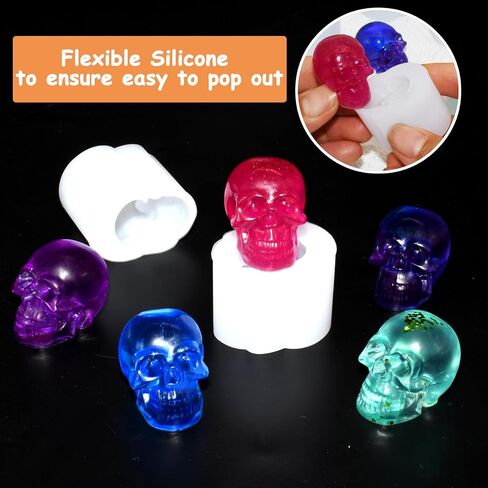 3D Skull Resin Molds, 10 Pcs Mini Cute Tortoise Candle Making Mold Halloween Skull Head Epoxy Resin Mold with Key Rings for Resin Craft DIY in Saudi Arabia