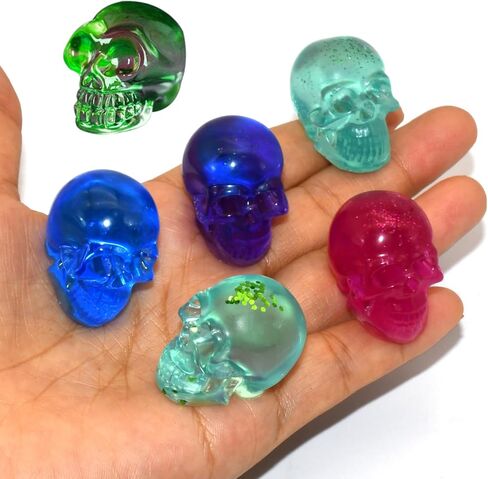 3D Skull Resin Molds, 10 Pcs Mini Cute Tortoise Candle Making Mold Halloween Skull Head Epoxy Resin Mold with Key Rings for Resin Craft DIY in Saudi Arabia