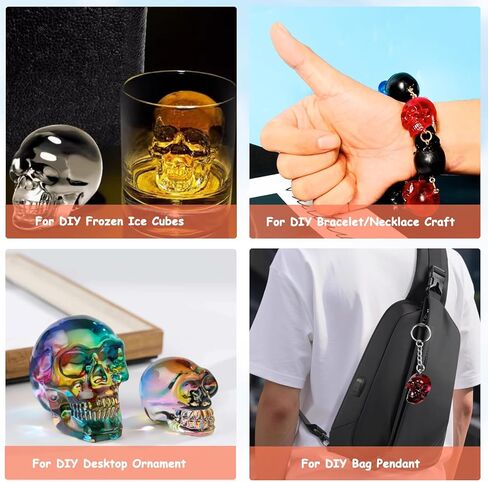 3D Skull Resin Molds, 10 Pcs Mini Cute Tortoise Candle Making Mold Halloween Skull Head Epoxy Resin Mold with Key Rings for Resin Craft DIY in Saudi Arabia