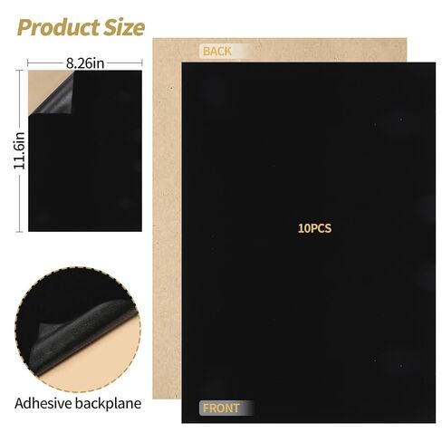 10PCS Black Felt Sheets with Self-Adhesive Backing,Soft Felt Fabric, Durable and Wear-Resistant for Crafts, Jewelry Box Lining, Home Décor, and DIY Projects (8.3"x11.8") in Kuwait