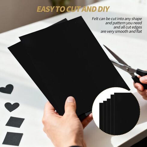 10PCS Black Felt Sheets with Self-Adhesive Backing,Soft Felt Fabric, Durable and Wear-Resistant for Crafts, Jewelry Box Lining, Home Décor, and DIY Projects (8.3"x11.8") in Kuwait