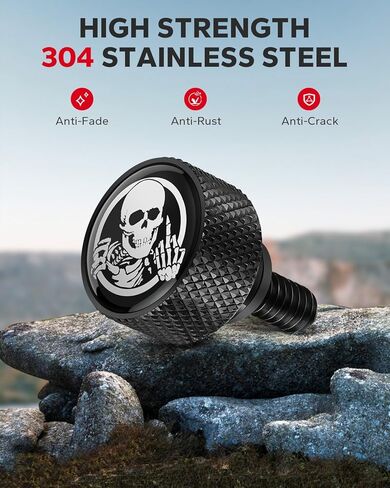 Amazicha Stainless Steel Seat Bolt Skull Pattern Tab Screw Mount Knob Cover Compatible for Harley Davidson Sportster Softail Touring Dyna 1996-2026 Black in Kuwait